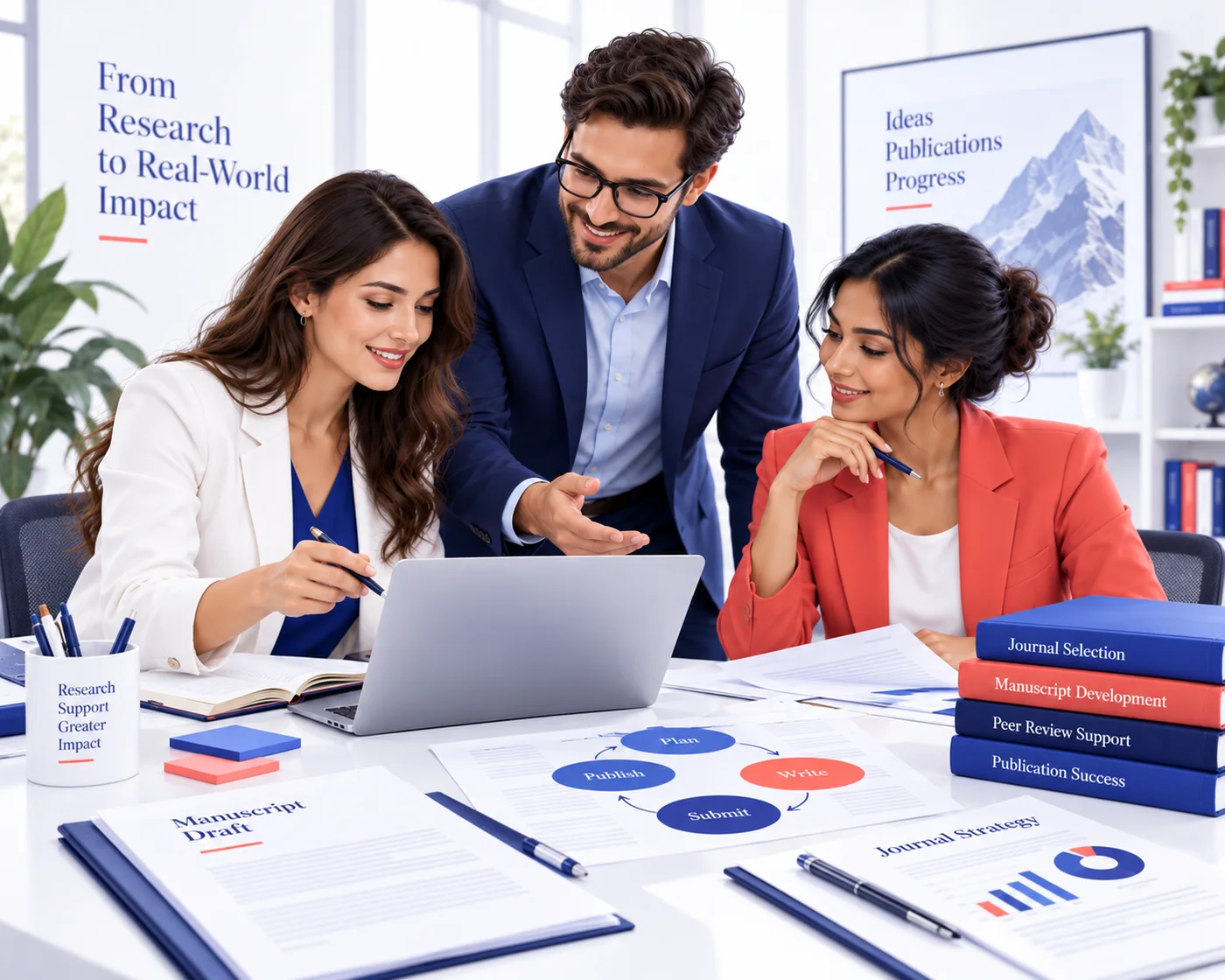 Researchers and publication professionals preparing an academic manuscript